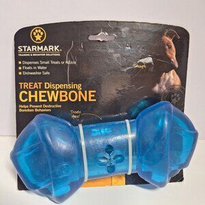 Starmark Blue Treat Dispensing Chew Bone For Dogs Floats Mental Stimulation
